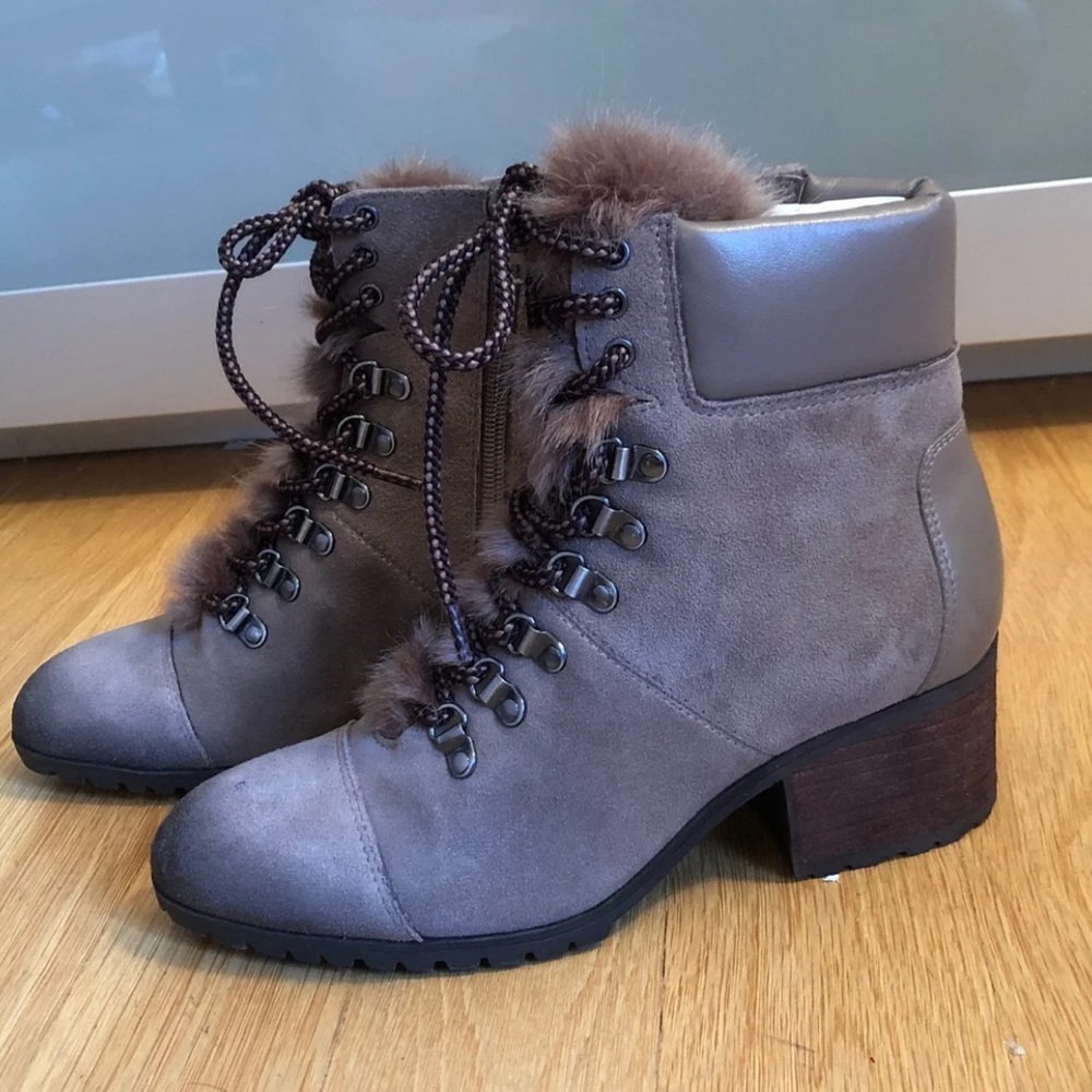 NWOT suede lace up booties - Taupe - Picture 1 of 8